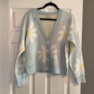 Celebrity Pink Blue and White Floral Cardigan